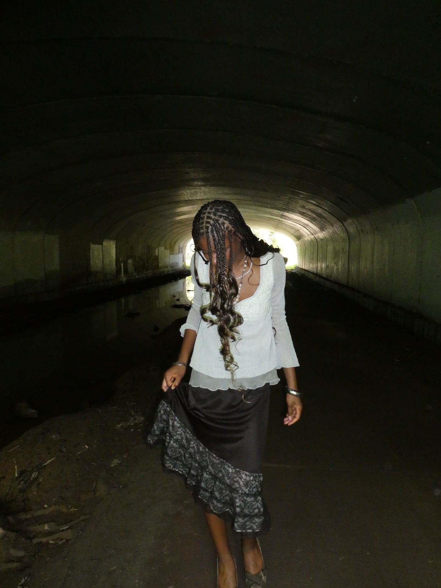 Vintage Italian Brand Ruffle Mesh Layered Blouse