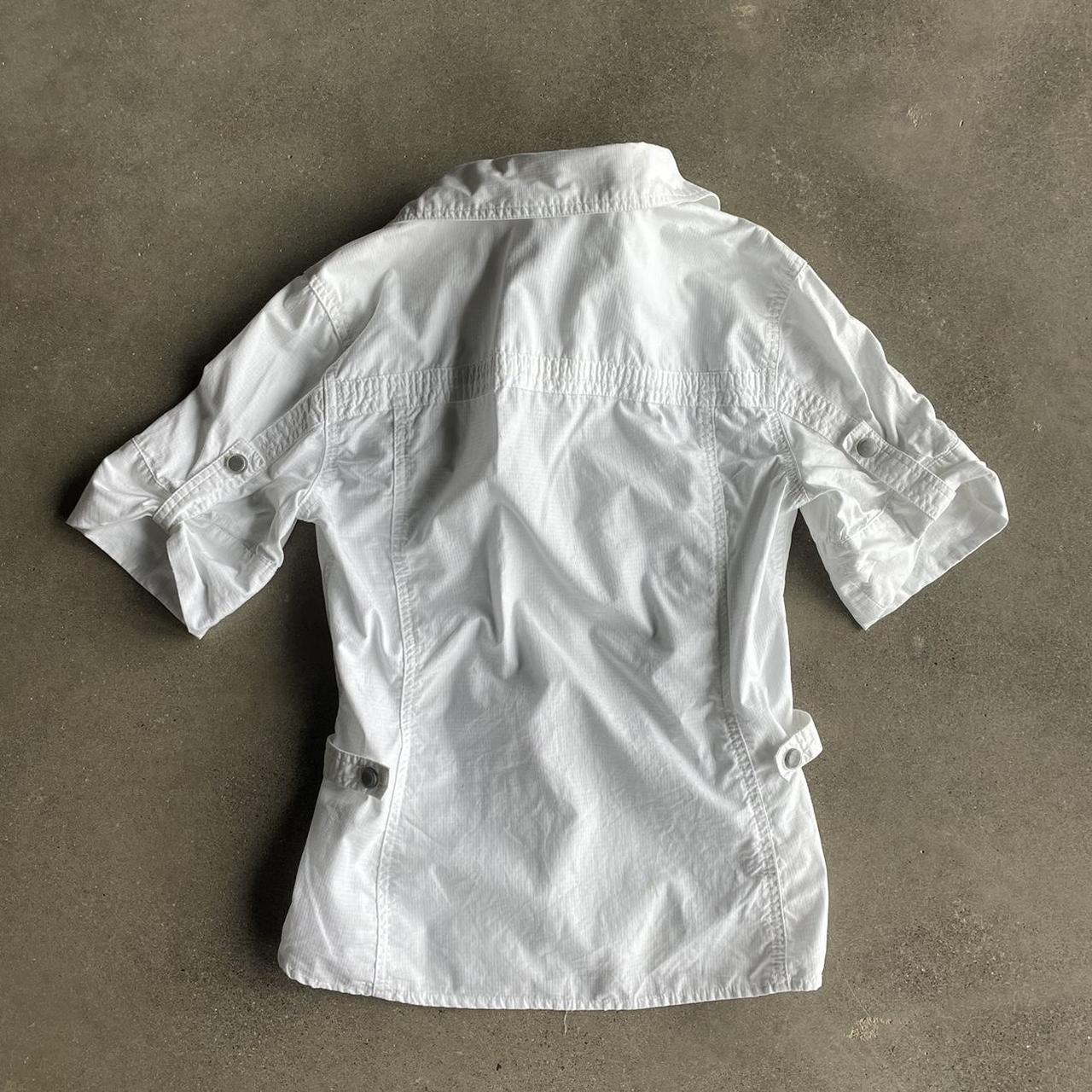White Textured Utility Button Up