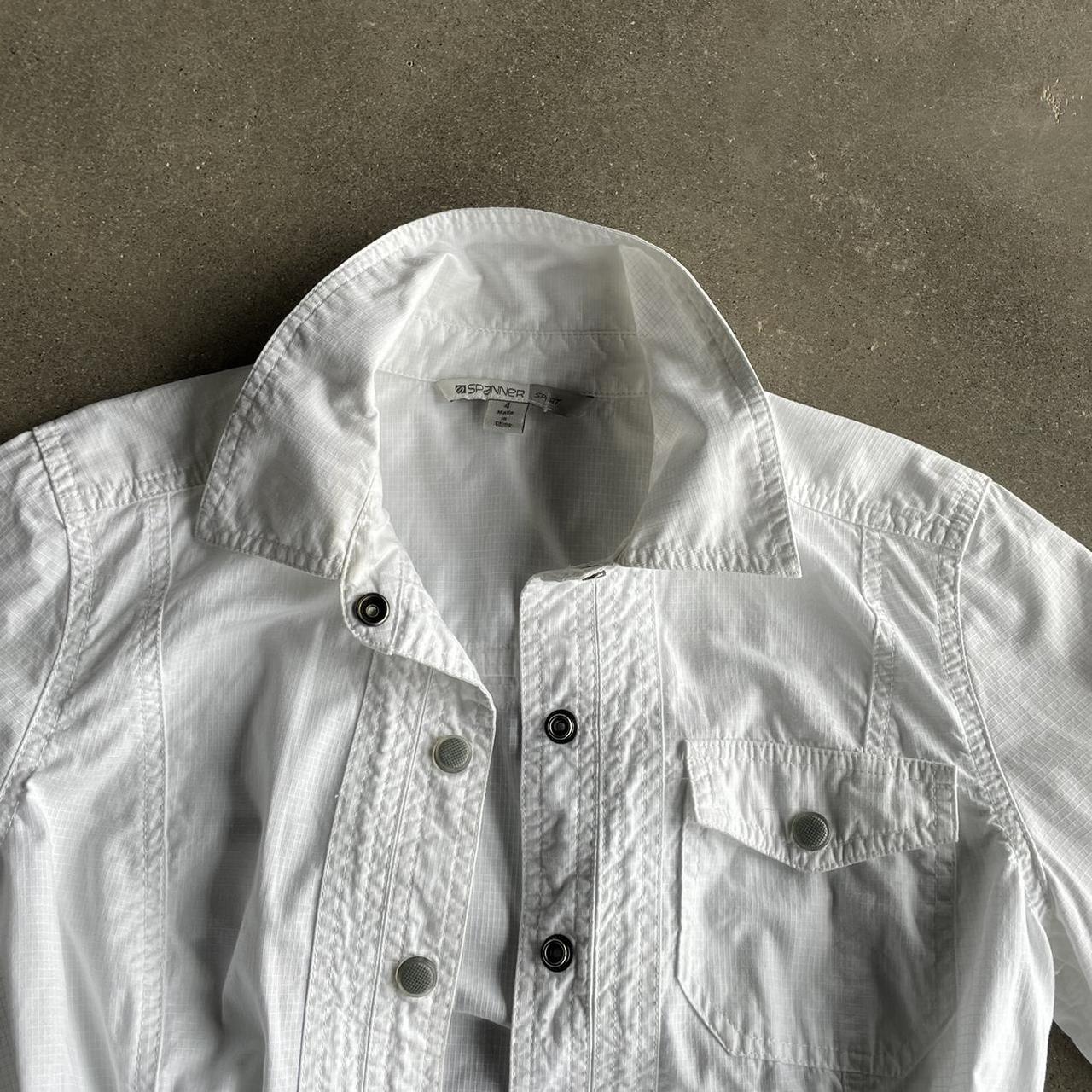 White Textured Utility Button Up