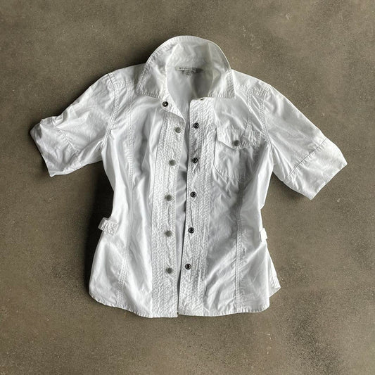 White Textured Utility Button Up